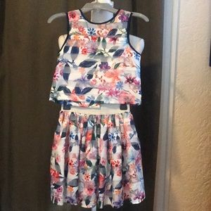 2pc floral skirt and top